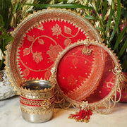 Bridal Red Karwa Chauth Thali Set