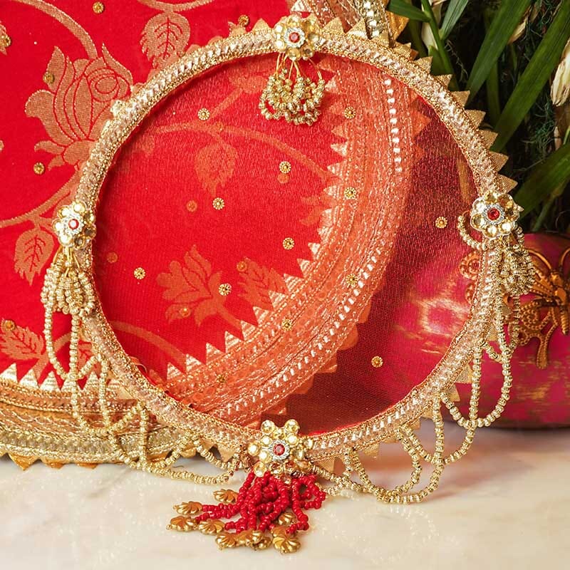 Bridal Red Karwa Chauth Thali Set