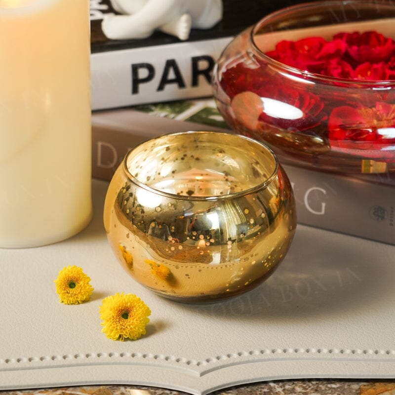 Glass Candle Holder Golden