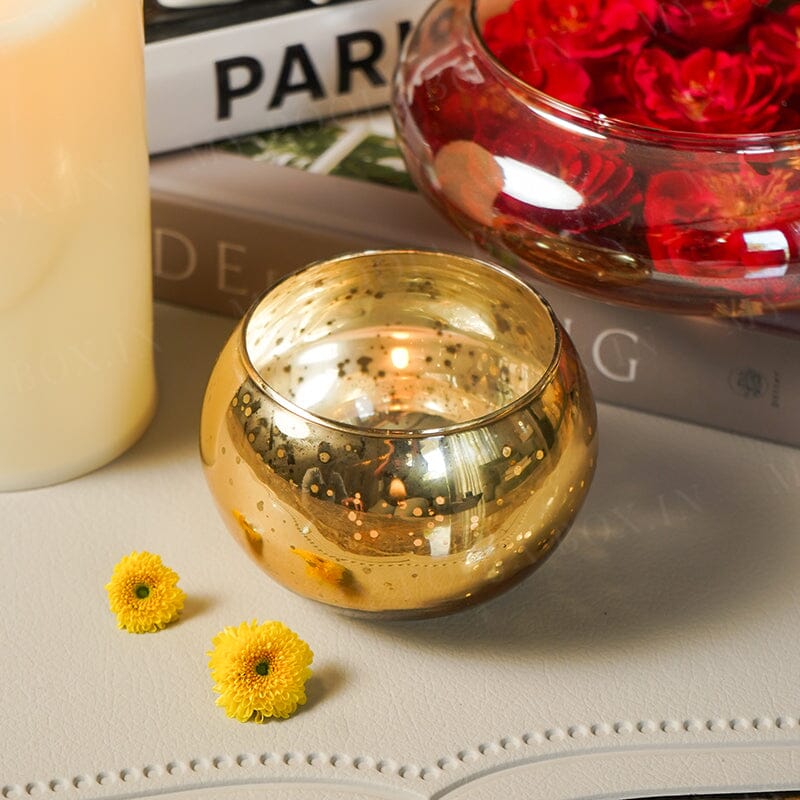 Glass Candle Holder Golden