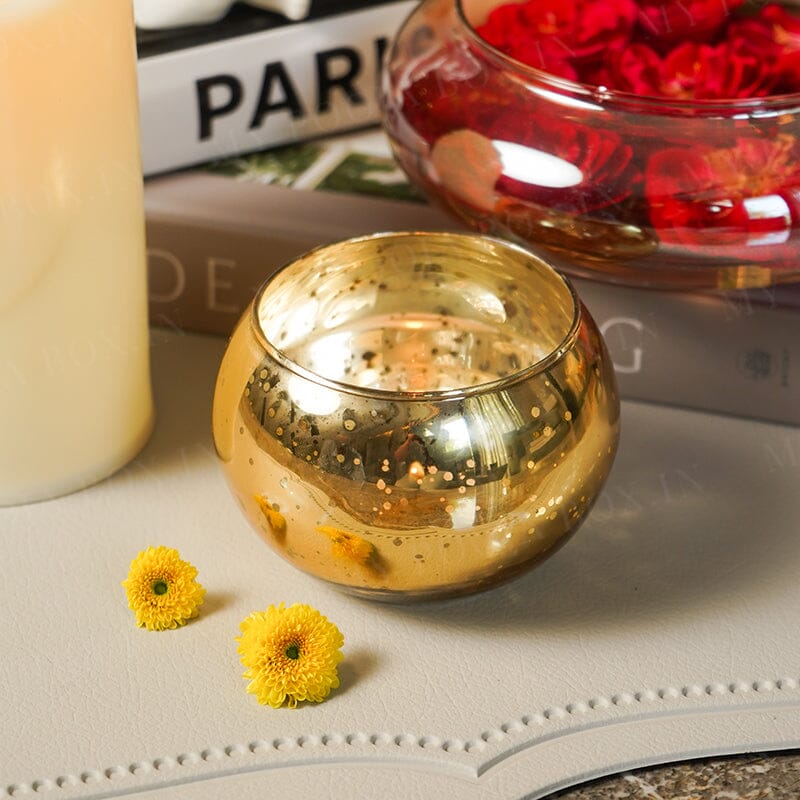 Glass Candle Holder Golden