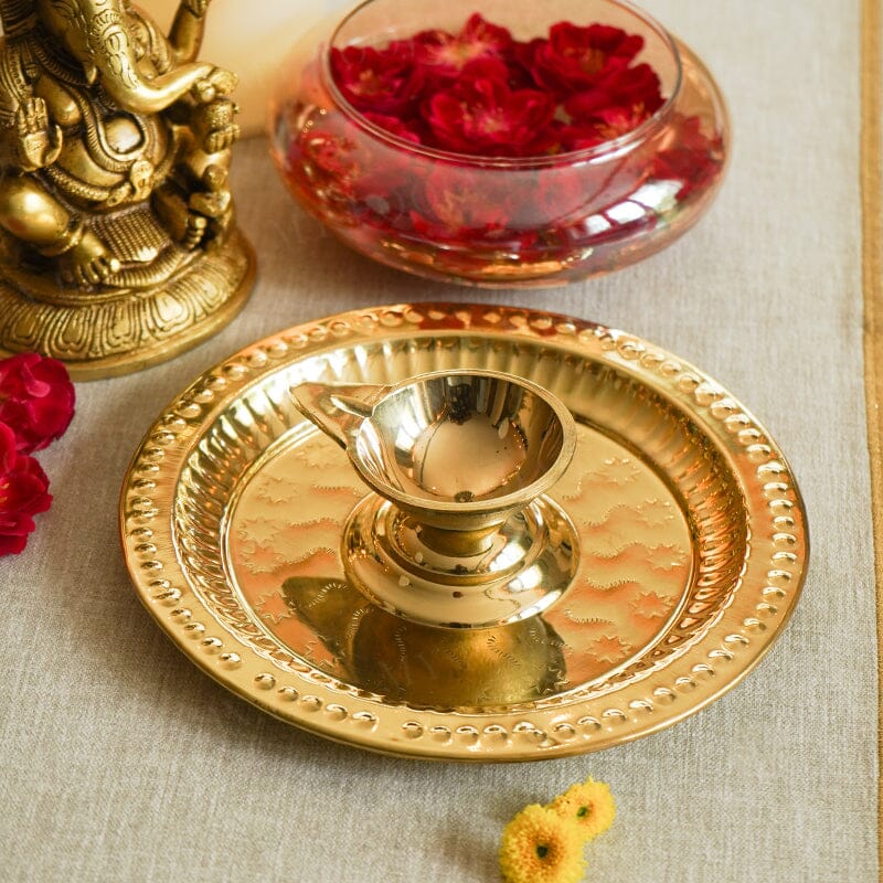 Mangalam Blessings Brass Diya Pooja Thali