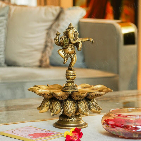 Antique Brass Ganesha Diya