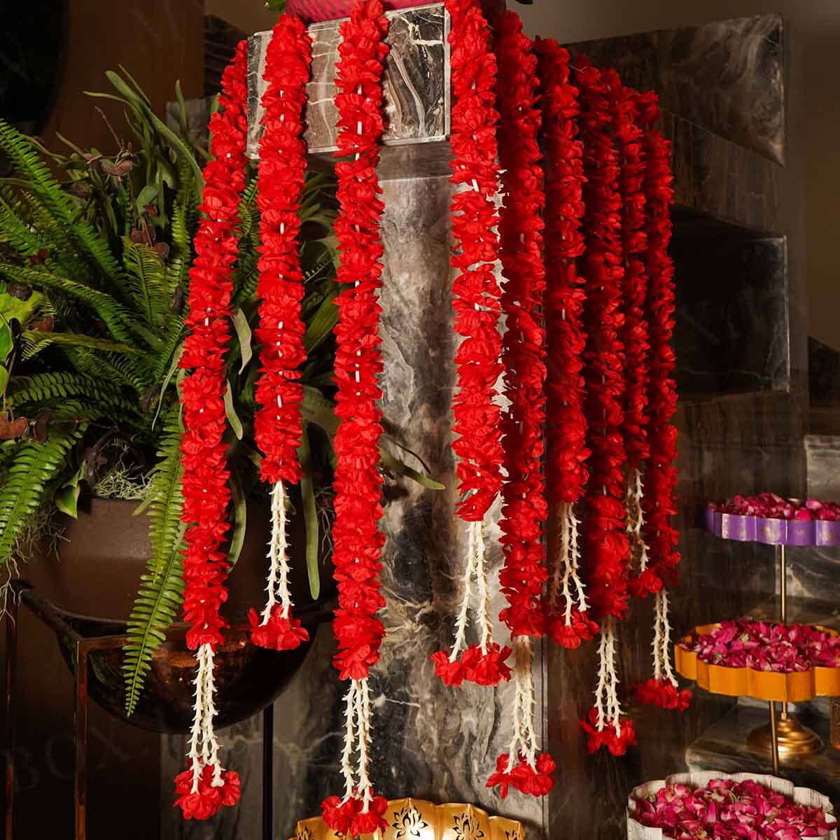 Artificial Red Flower Backdrop Decoration