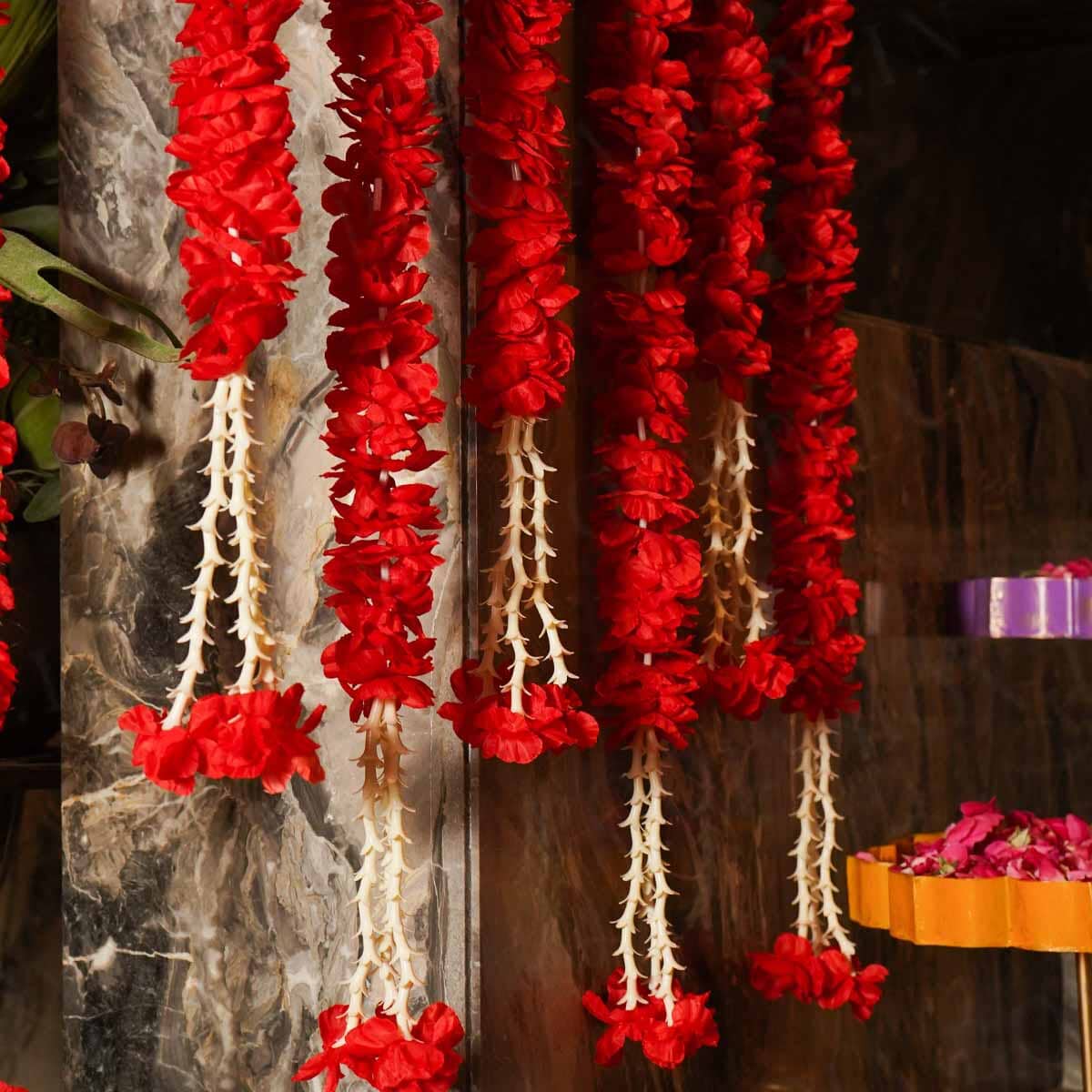 Artificial Red Flower Backdrop Decoration