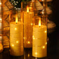 Acrylic Glass String Lights Warm Yellow Led Candles with Remote (Set of 3)