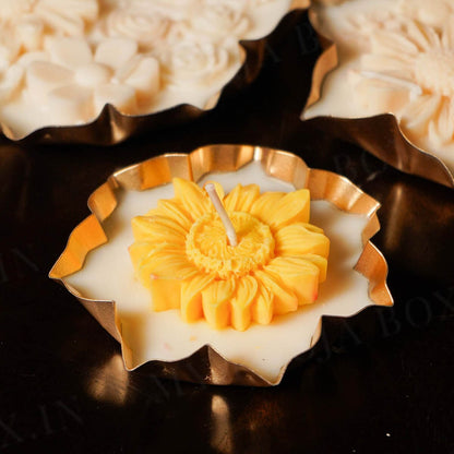 Jasmine Floral Wax Lotus Candle Urli (Gold)