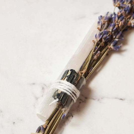 Cleanse & Recharge Black Obsidian & Selenite with Organic Lavender