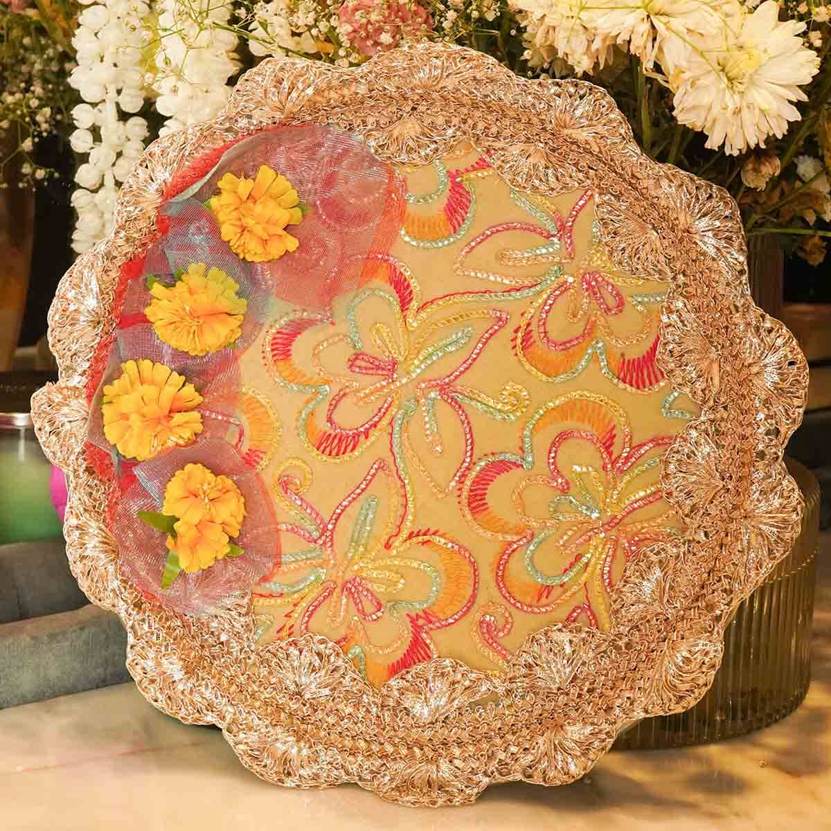 Floral Blossom Karwa Chauth Thali Set