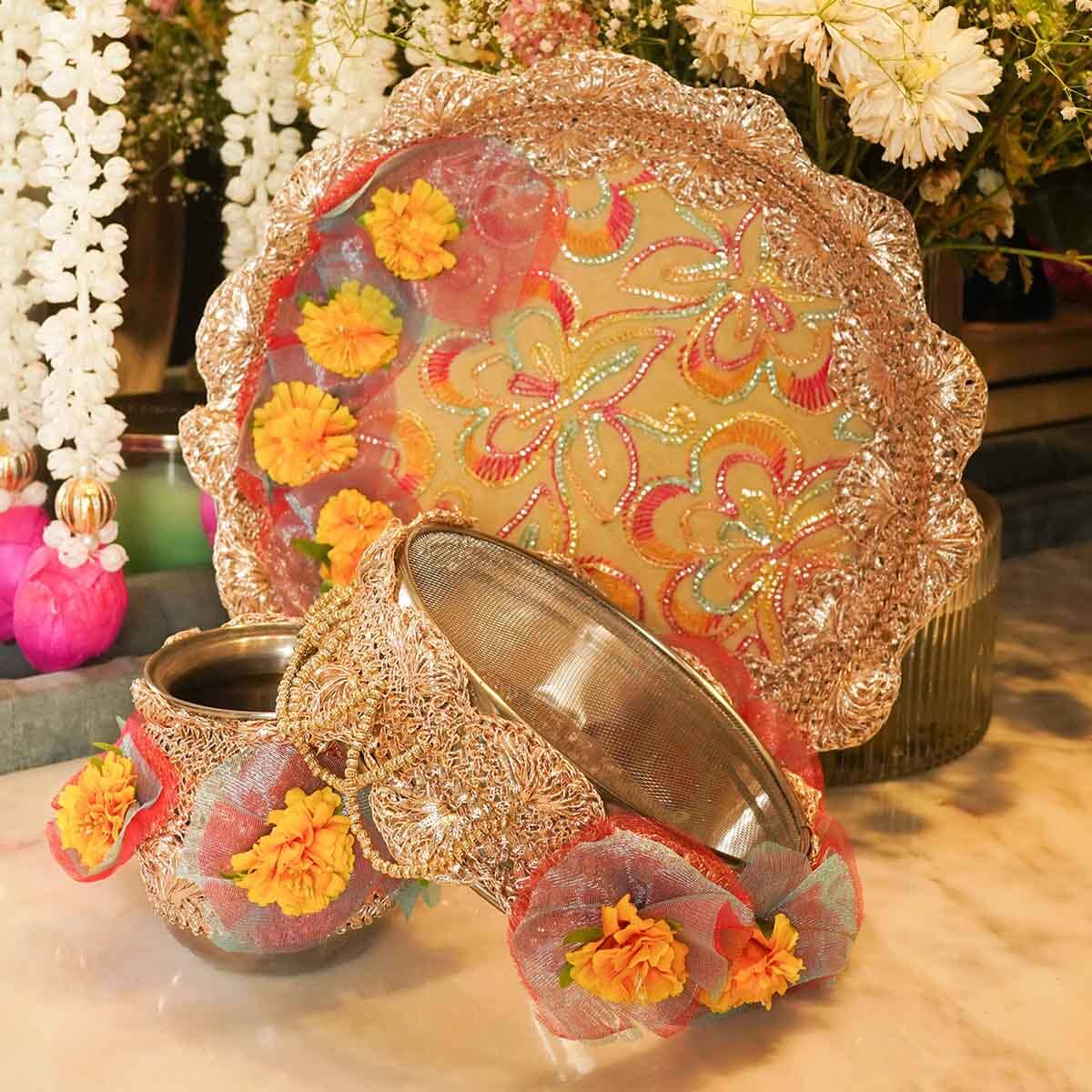 Floral Blossom Karwa Chauth Thali Set