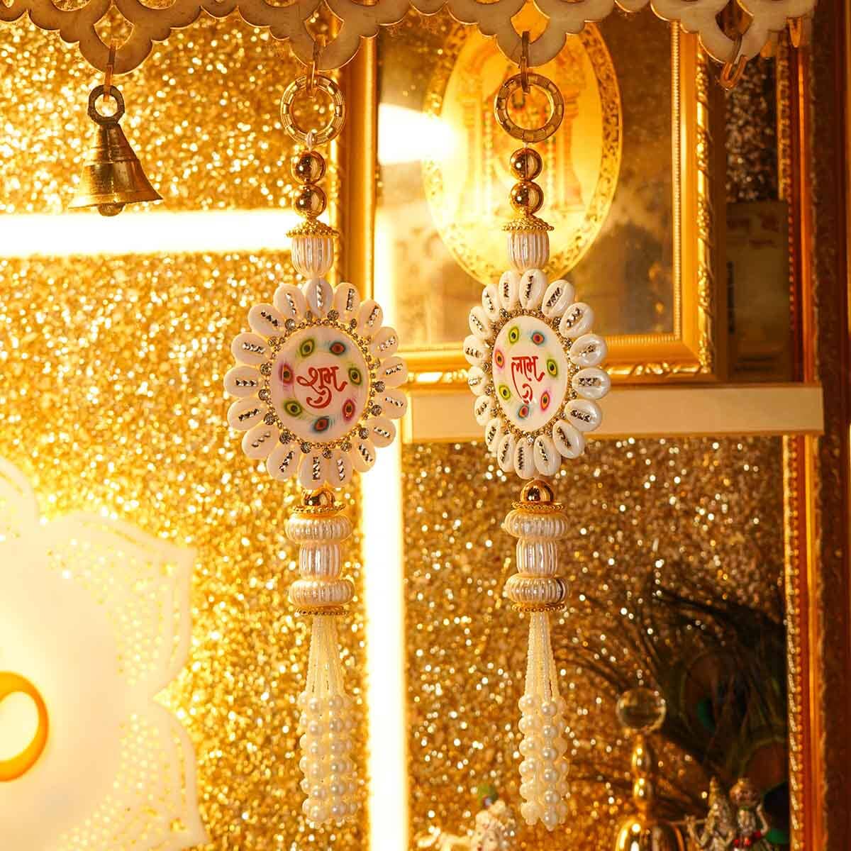 Festive White Shubh Labh Door Hanging
