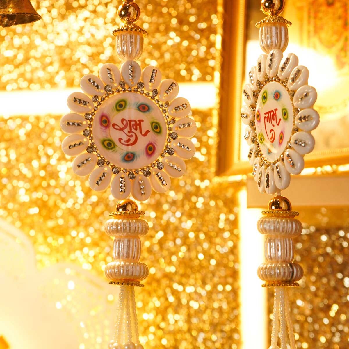 Festive White Shubh Labh Door Hanging