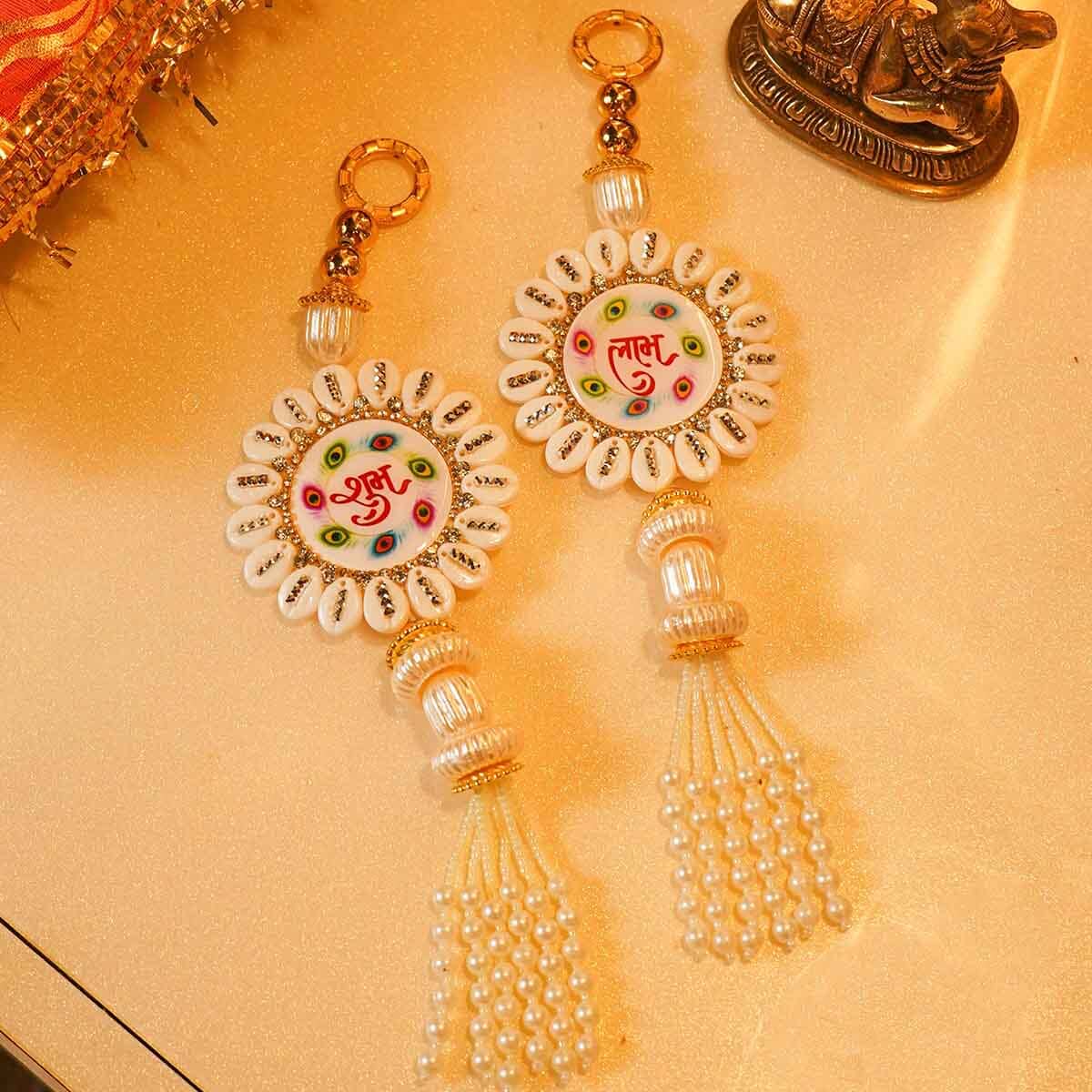 Festive White Shubh Labh Door Hanging