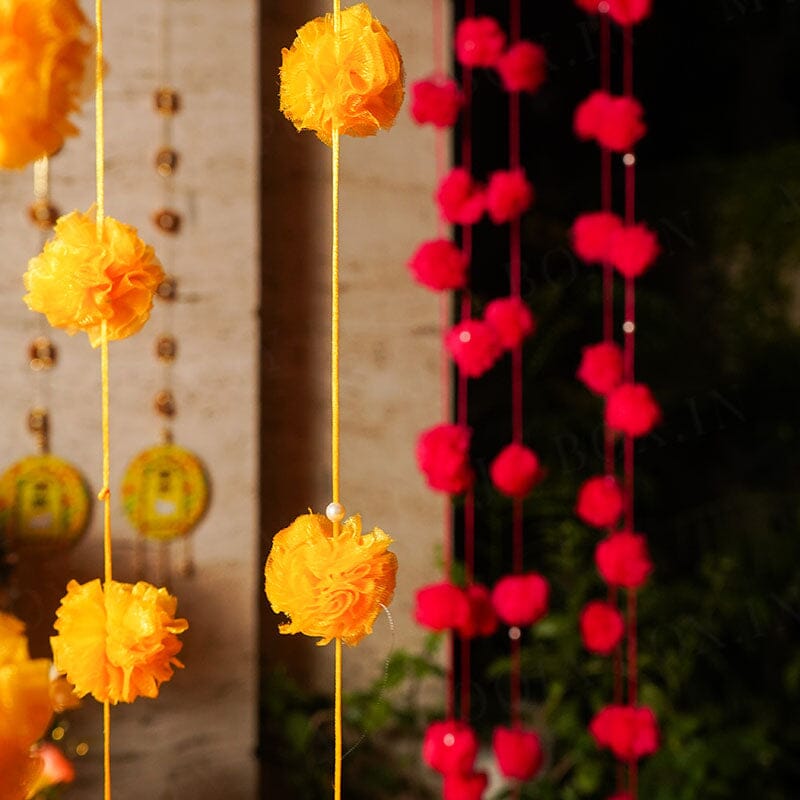 Handmade hot pink pompom door hanging decoration