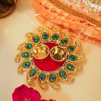 Peacock Roli Akshat Mini Thali