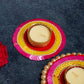 Festive Red Pink Yellow Diya Rangoli Set of 5