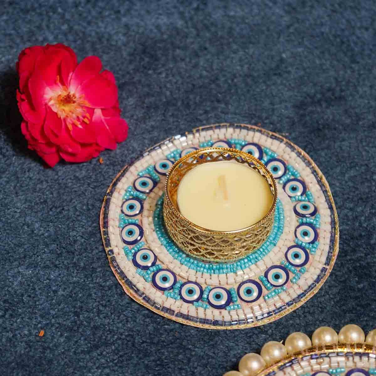 Blue Evil Eye Decorative Diya Rangoli Set of 5