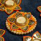 Festive Orange Mirrored Diya Rangoli Set of 5