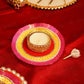 Festive Red Pink Yellow Diya Rangoli Set of 5