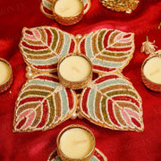 Festive Beaded Decorative Diya Rangoli Set of 5