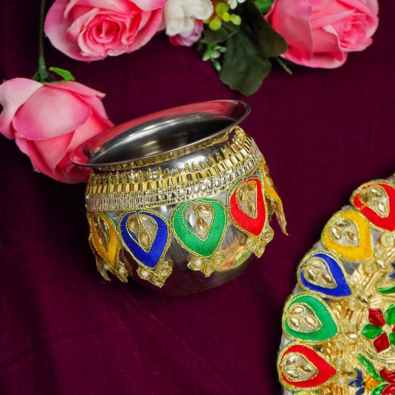 Bright Multicolor Karwa Chauth Thali Set