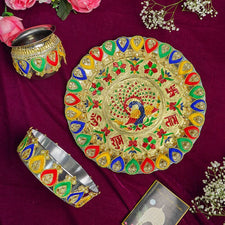 Bright Multicolor Karwa Chauth Thali Set