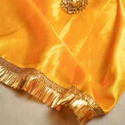 Royal Yellow Lachka Lace Thali Cover