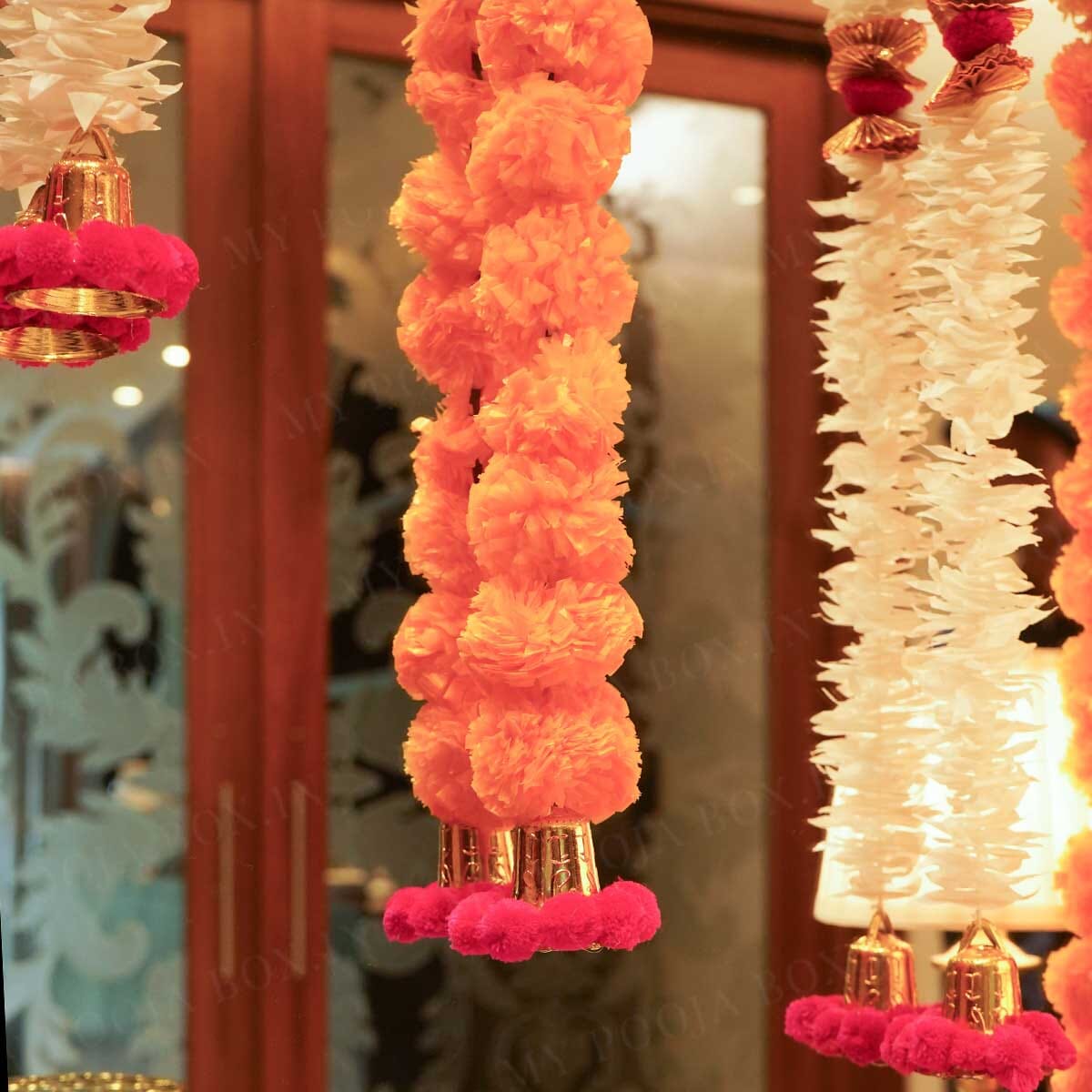 Artificial Jasmine Flower And Orange Marigold Backdrop Decoration