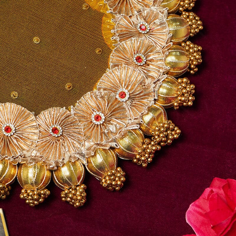 Gleaming Golden Beaded Seive For Karwa Chauth