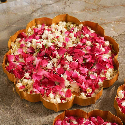 Yellow And Gold Metal Lotus Urli