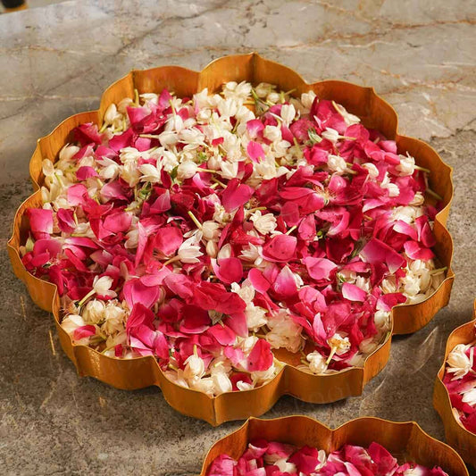 Yellow And Gold Metal Lotus Urli