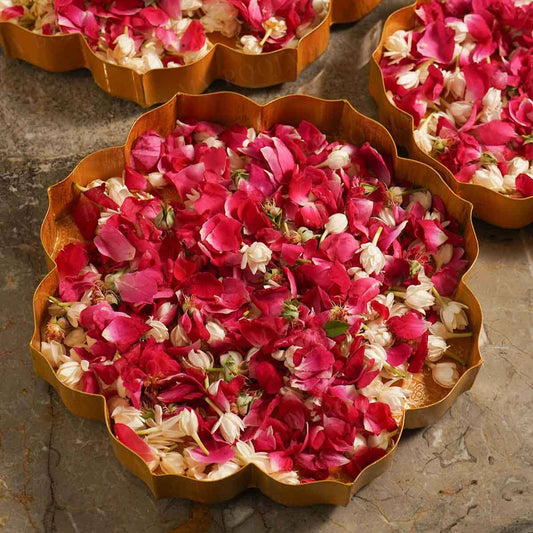 Yellow And Gold Metal Lotus Urli