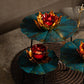 Teal Petal Lotus Diya Stand (Set of 3)