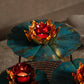 Teal Petal Lotus Diya Stand (Set of 3)