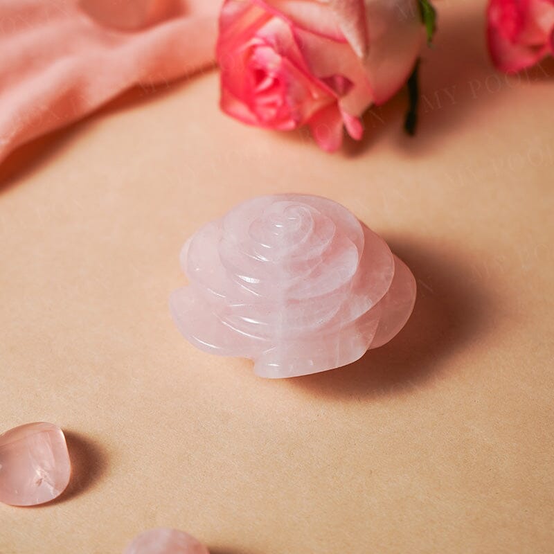 Rose Quartz Rose Showpiece