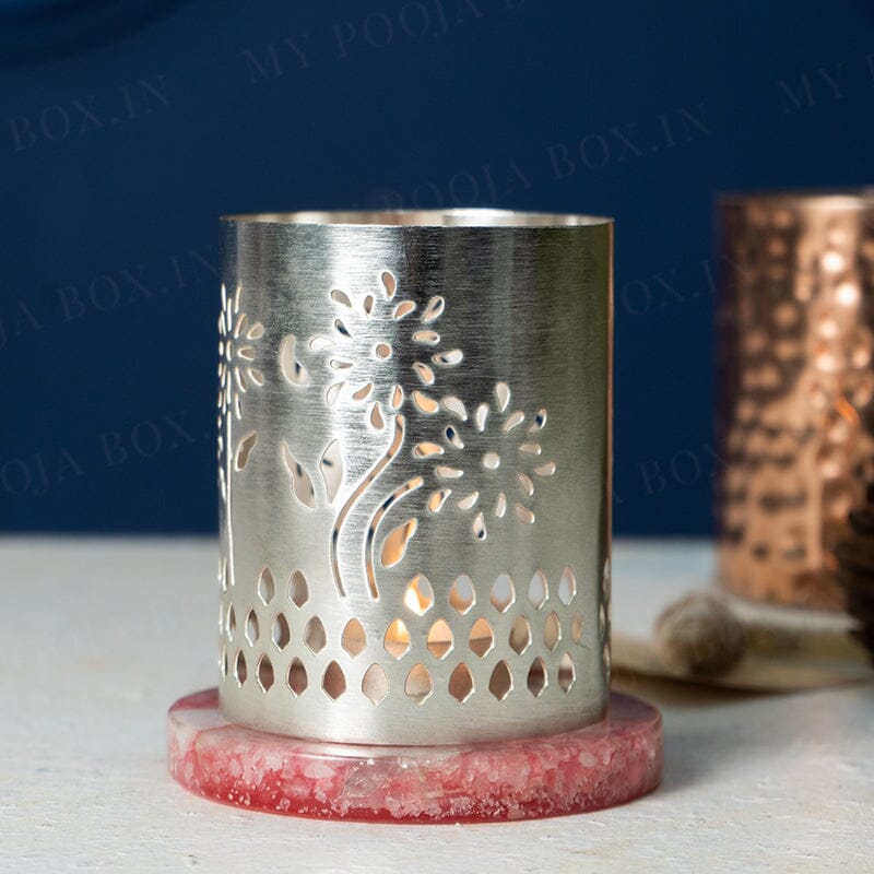 Silver Plated Ember Tea Light Holder