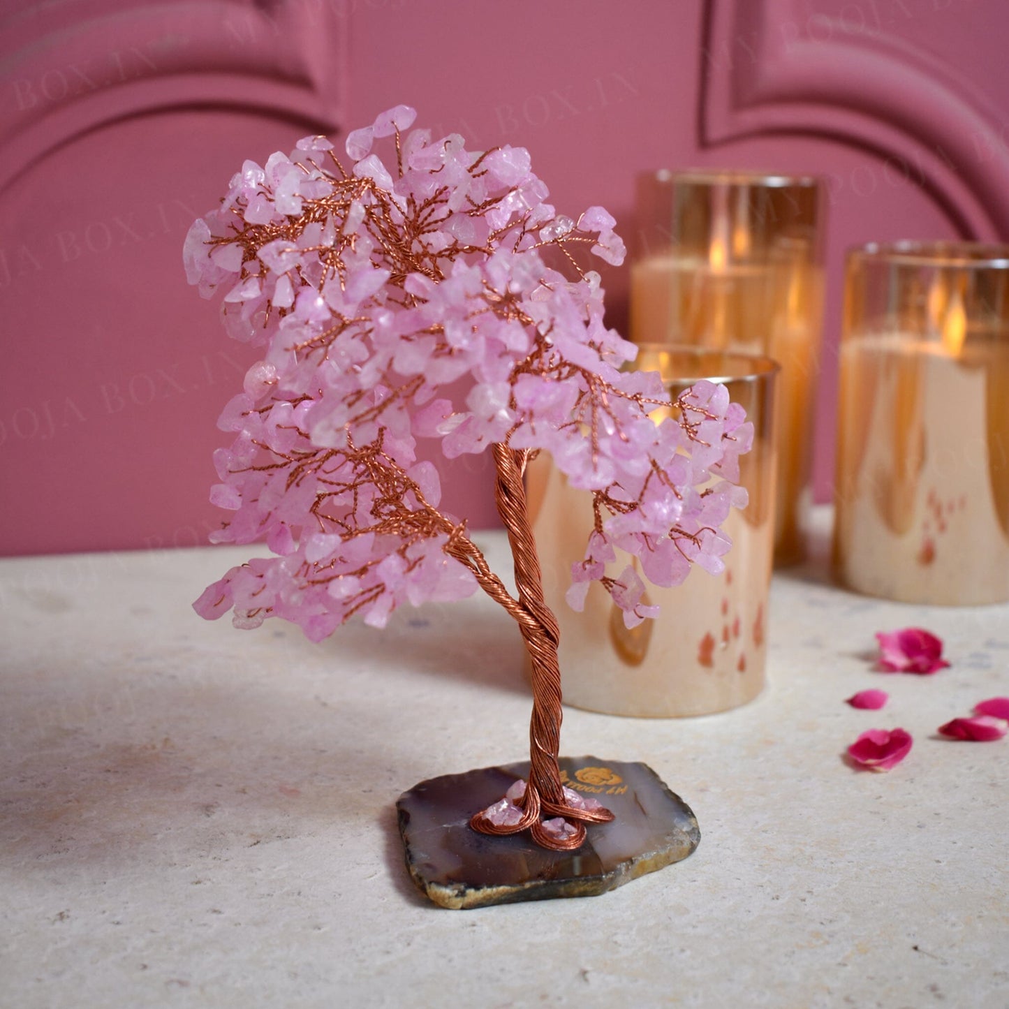 Rose Quartz Crystal Feng Shui Tree for Love