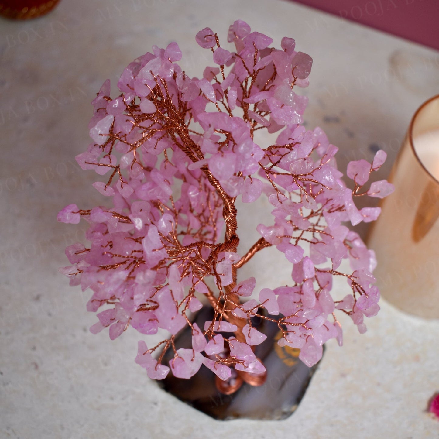 Rose Quartz Crystal Feng Shui Tree for Love