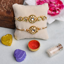 Chakra Emblem Kundan Bhaiya Bhabhi Rakhi