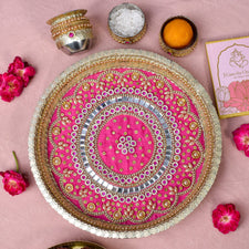 Crowned Queen Pink Pooja Thali Set