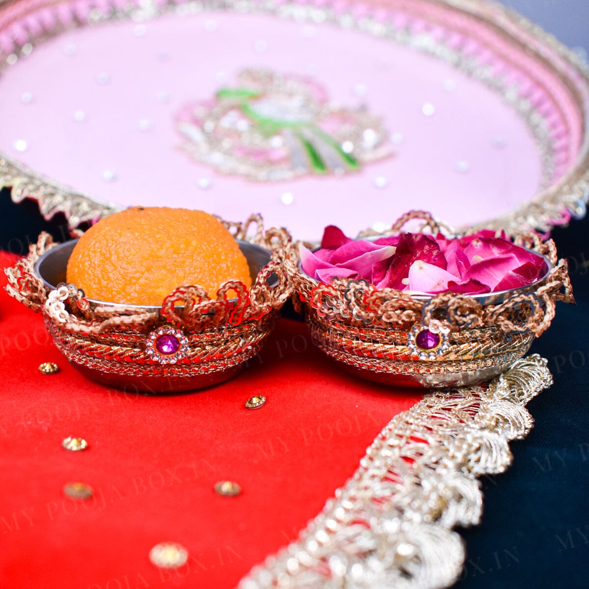 Pink Parrot Pooja Thali Set