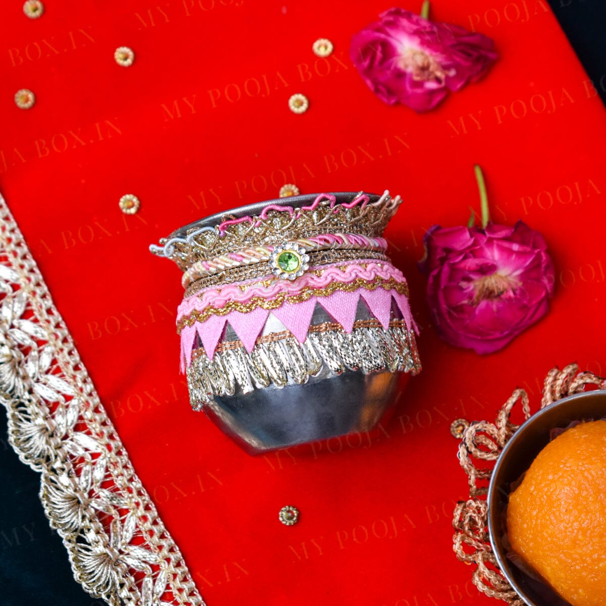 Pink Parrot Pooja Thali Set