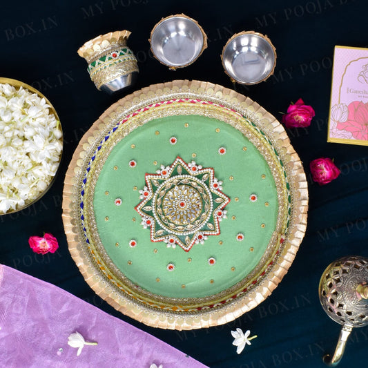 Green Bagicha Pooja Thali Set