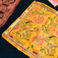 30x30 Velvet Pooja Mat Aasan Yellow Floral Printed