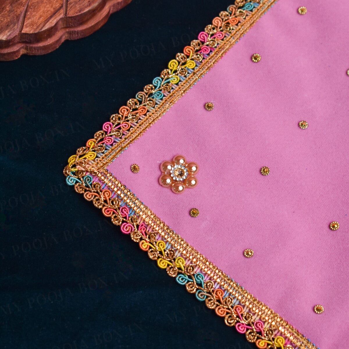 30x30 Velvet Pooja Mat Aasan Pink