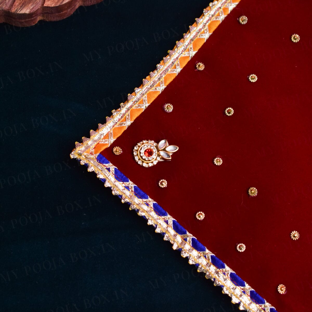 30x30 Velvet Pooja Mat Aasan Royal Maroon