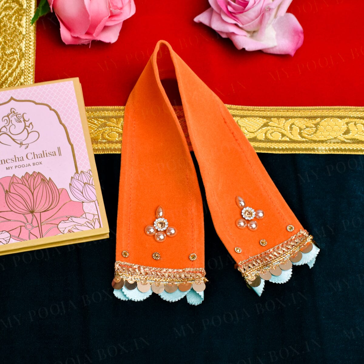 Velvet Patka/Dupatta Orange - 30cm.