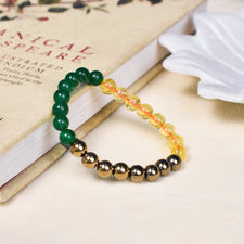 Green Jade, Citrine & Pyrite Natural Crystal Healing Bracelet