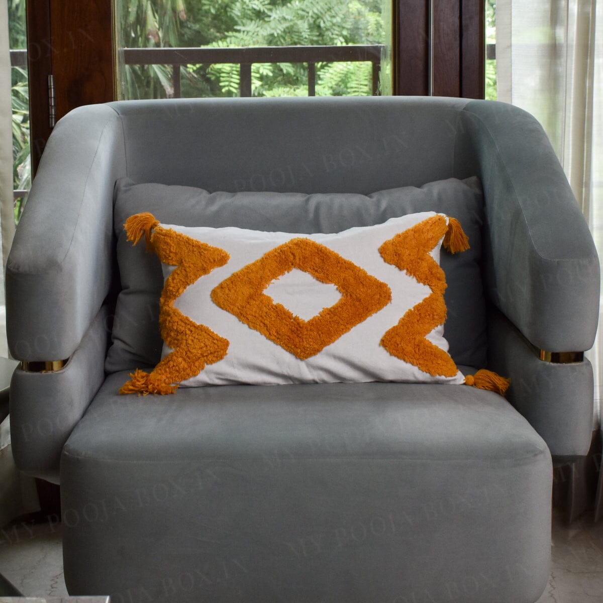 Yellow & White Diamond Cushion Cover