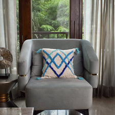 Blue Zig Zag Pattern Cushion Cover